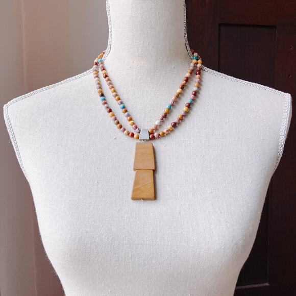 Signed Jay King Turquoise Jasper Sterling Silver Pendant Multistrand Necklace - Picture 2 of 13